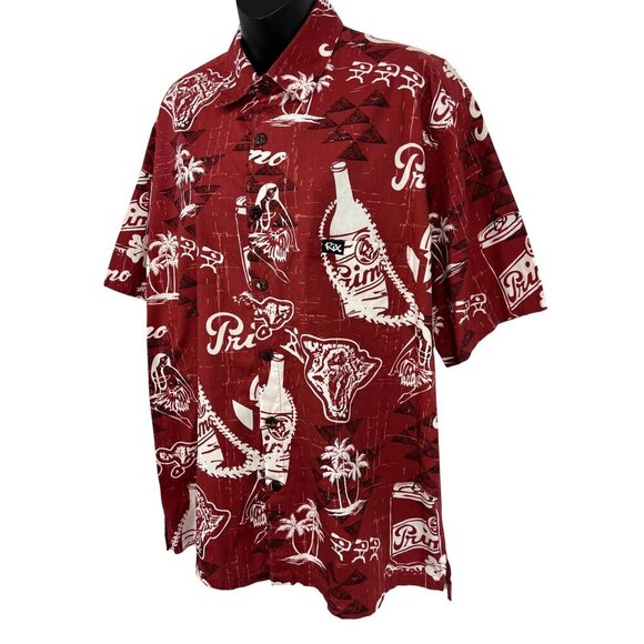 Rix Red Hawaiian Aloha Shirt Primo Beer Size Large L Short Sleeve Men Causal EUC - Picture 4 of 8